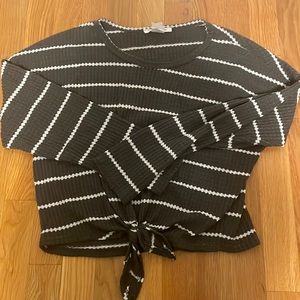 Dark green striped soft blouse. Size small